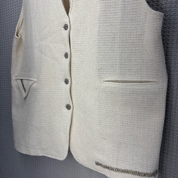 POL Two Piece Cream Knit Vest Shorts Women Small- Tweed Beach Boho Quiet Luxury - Picture 5 of 16